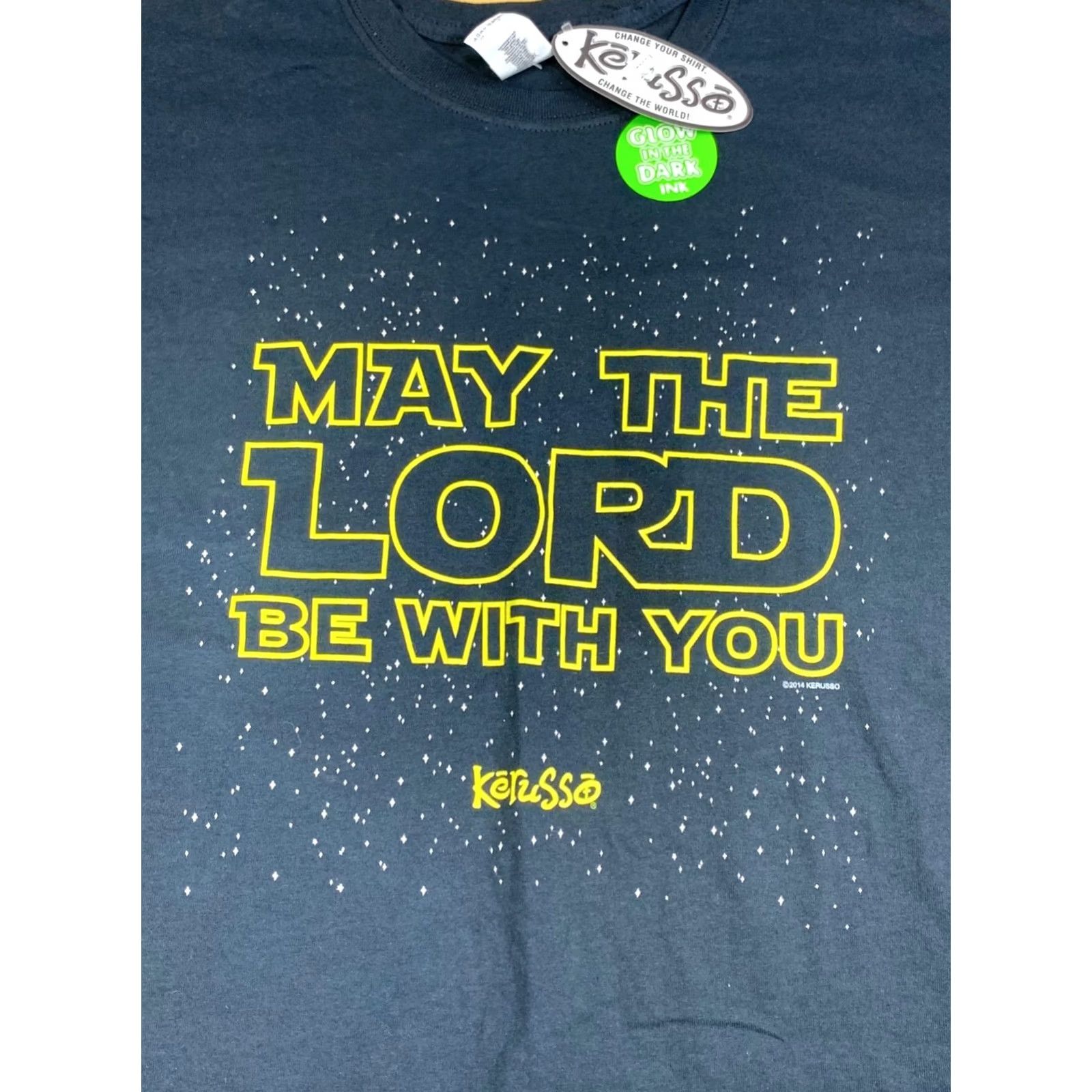 Vintage KERUSSO May the Lord be With You Shirt Men 2XL Black T-Shirt Jesus Christian Crew Neck Graphic Print NWT Size US XXL / EU 58 / 5 - 3 Thumbnail