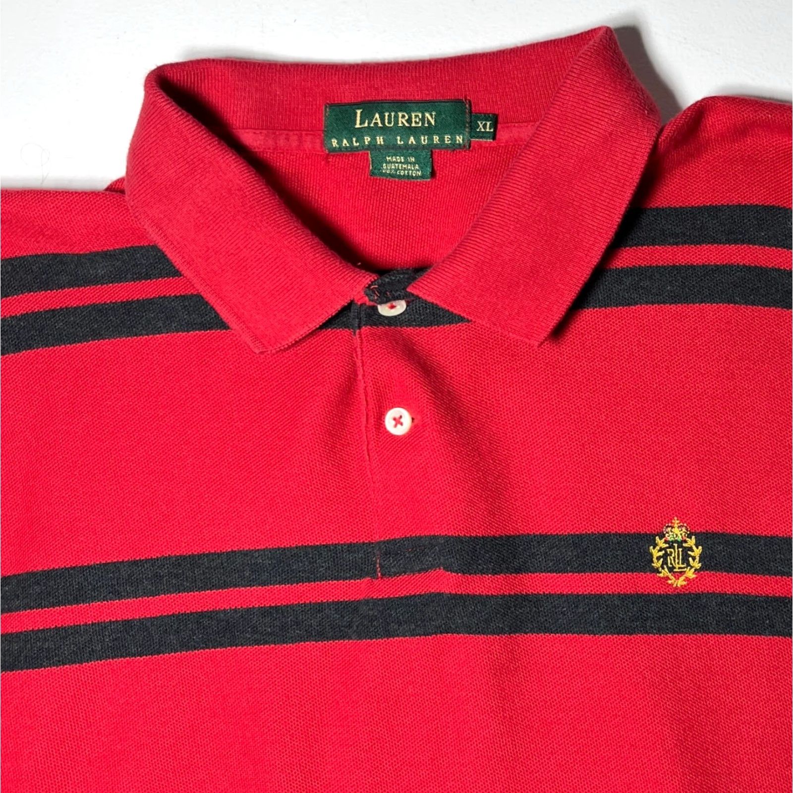 Vintage VINTAGE Lauren Ralph Lauren Men's Long Sleeve Polo Rugby Shirt Red XL Striped 100% Cotton, 90s Classic Mens Polo Size US XL / EU 56 / 4 - 6 Thumbnail