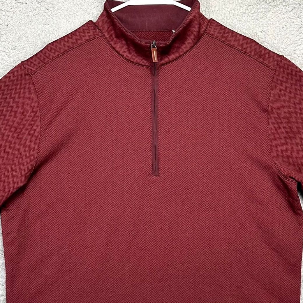 Vintage Walter Hagen Sweatshirt Mens Large Red Herringbone Golf Pullover 1/4 Zip Mock Neck Jersey Sweater Size US L / EU 52-54 / 3 - 2 Thumbnail