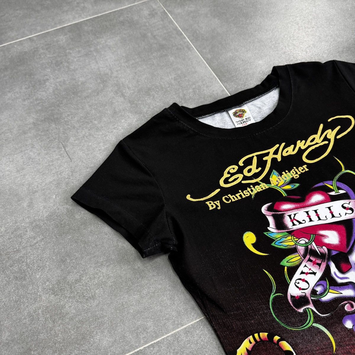 Ed Hardy Ed Hardy By Christian Audigier Tattoo Skulls Roses T-Shirt Size L / US 10 / IT 46 - 3 Thumbnail