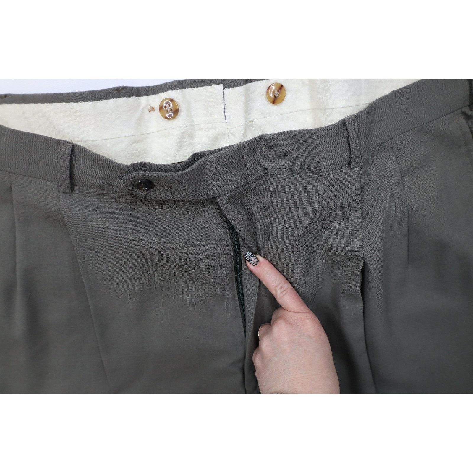 Vintage Vintage 90s Streetwear 2 Piece Wool Suit Wedding Green Size 48L - 17 Thumbnail