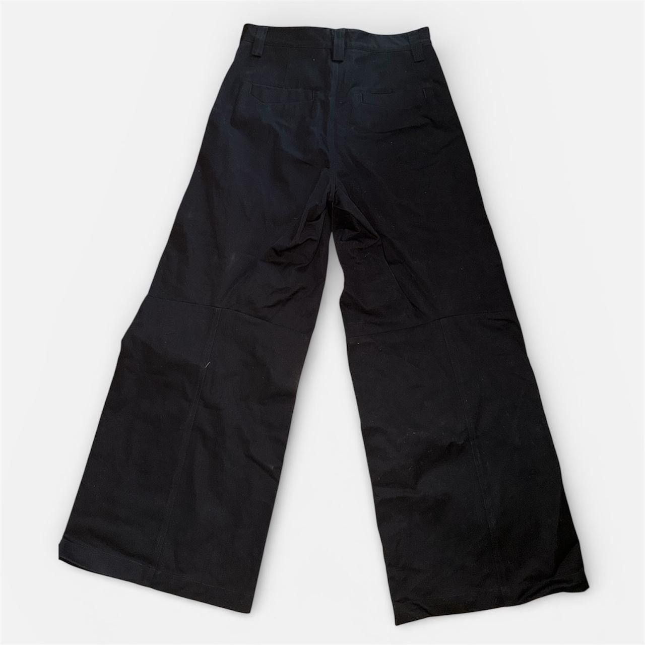 SIMPLE PROJECT Simple Project Black Wide-Leg Cotton Trousers + Darted Knees Size US 29 - 3 Thumbnail