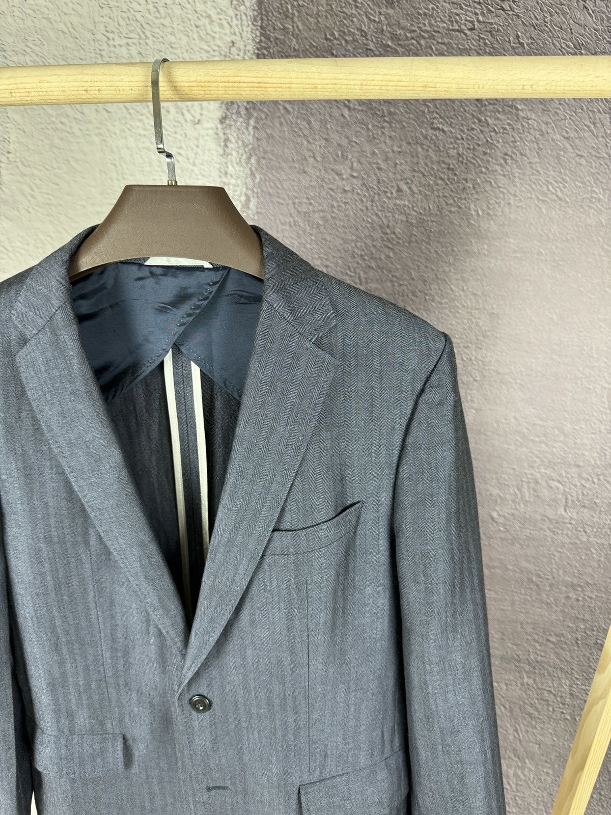 Colombo × Hugo Boss Hugo Boss x Colombo wool linen herringbone unlined blazer Size 42R - 5 Thumbnail