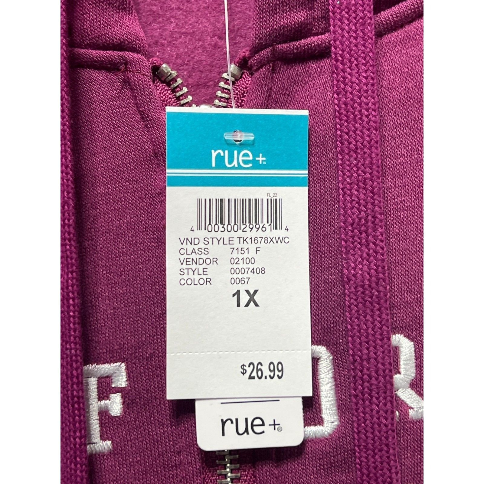 rue21 Rue 21 - Women's Long Sleeve Hooded Sweatshirt - Purple - 1X Size XL / US 12-14 / IT 48-50 - 8 Thumbnail