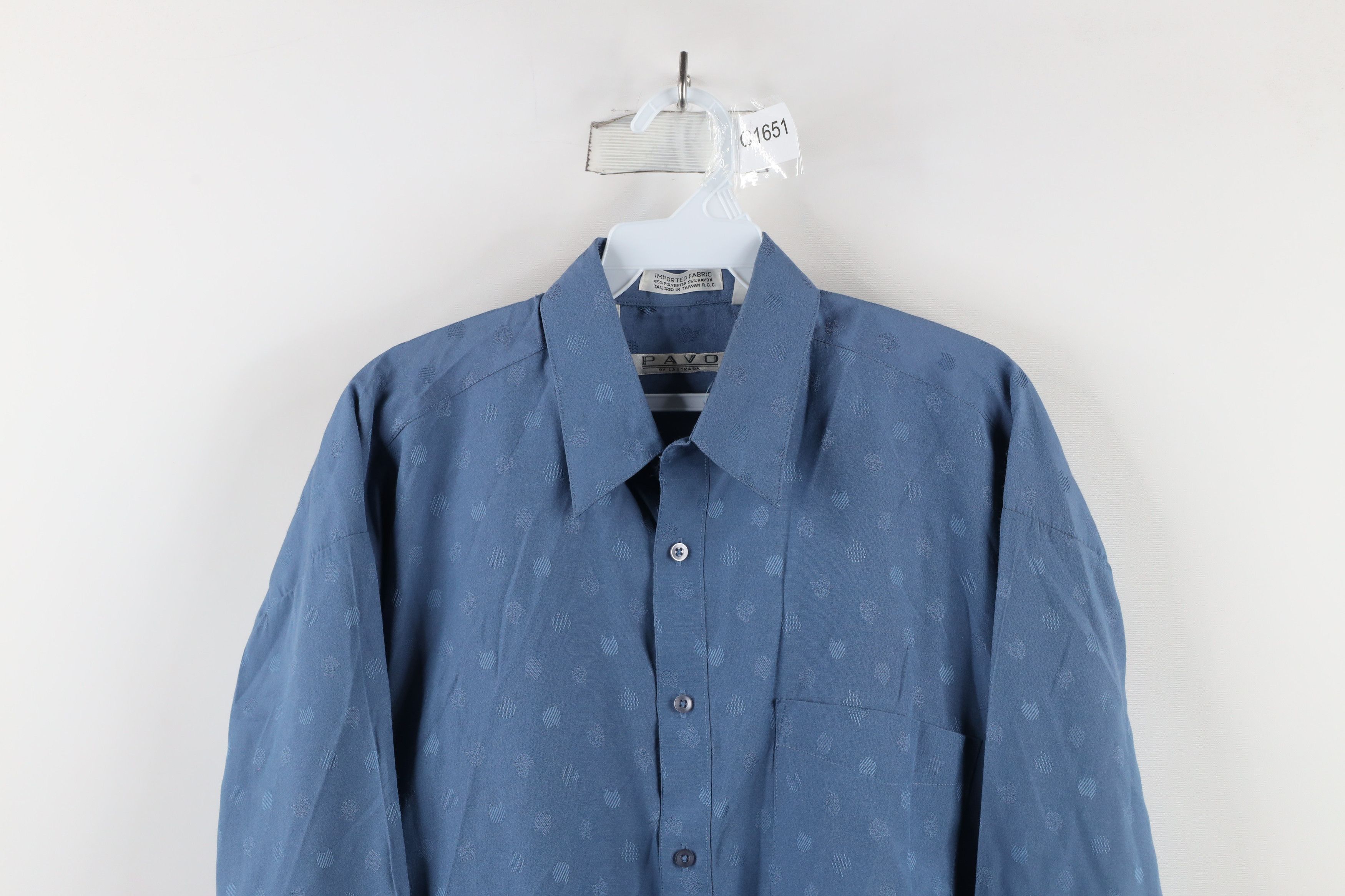 Vintage Vintage 90s Streetwear Geometric Collared Button Shirt Blue Size US M / EU 48-50 / 2 - 2 Thumbnail