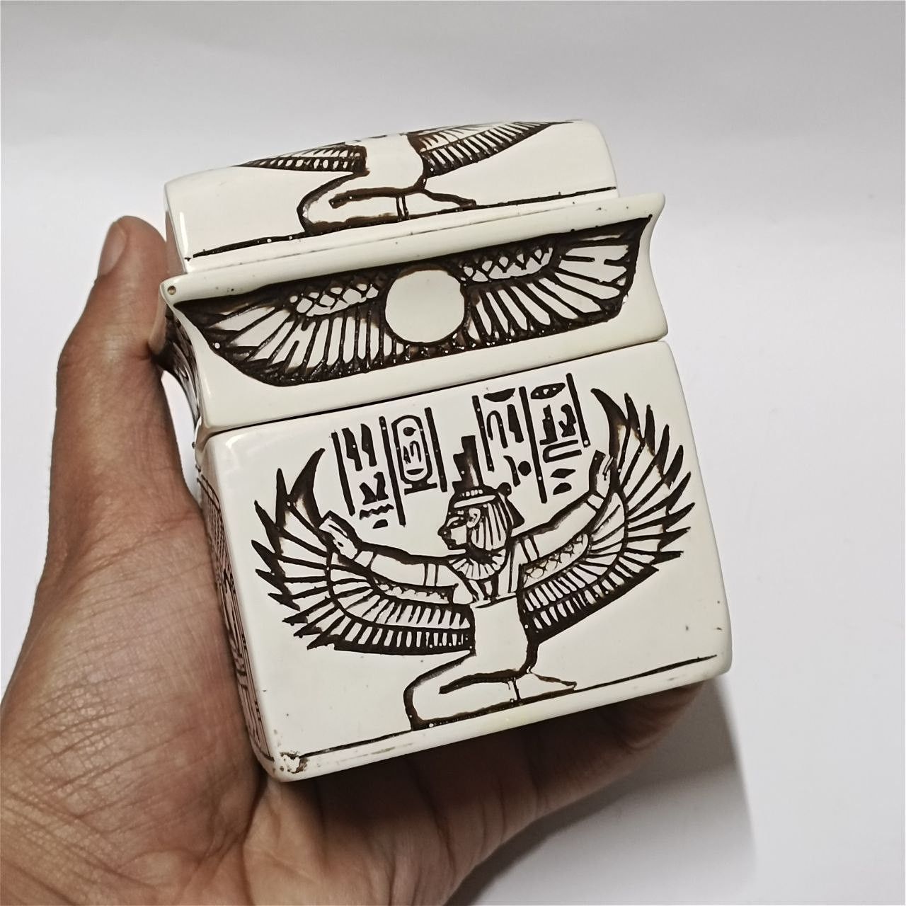Other Egyptian canopic jar set in engraved box pharaonic art Size ONE SIZE - 9 Thumbnail