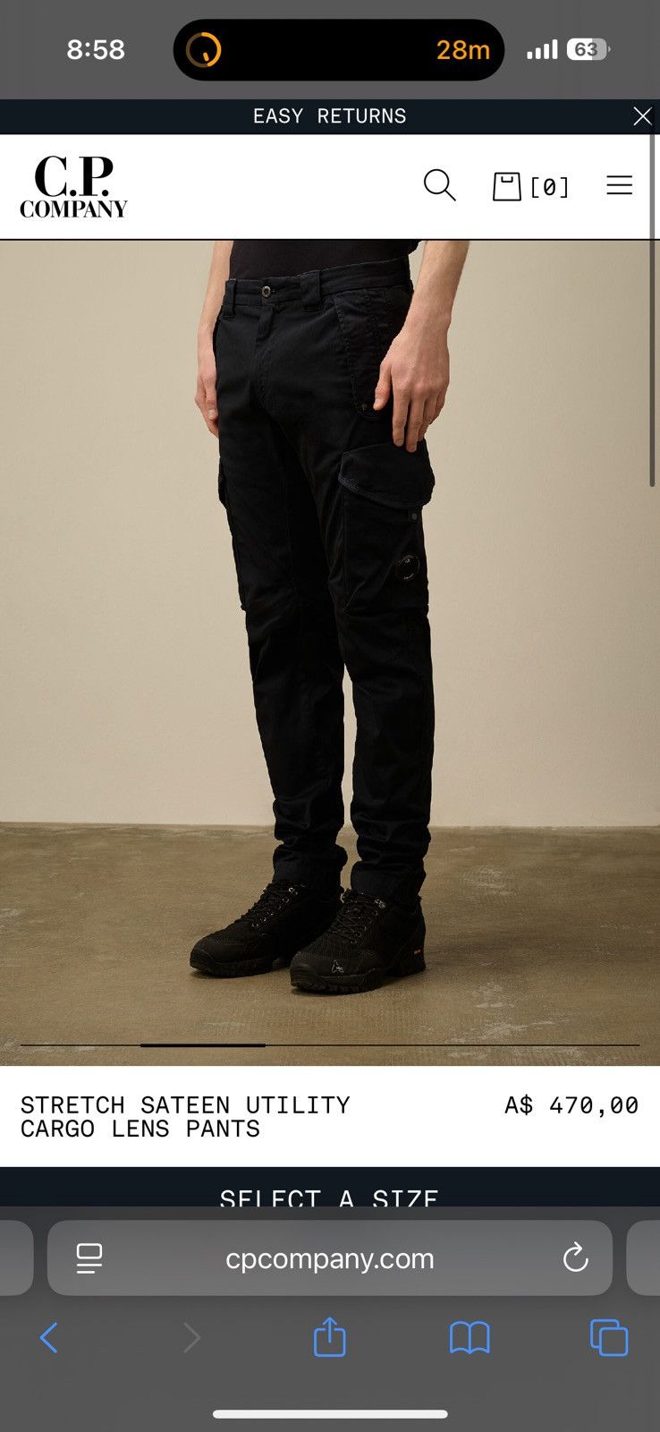 C.P. Company Total Eclipse Dark Navy Stretch Sateen Cargo Pants 44 Size US 28 / EU 44 - 22 Thumbnail