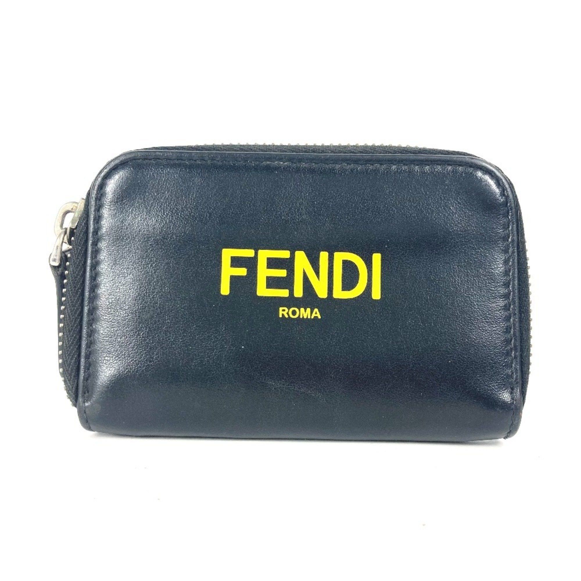 Fendi FENDI 7M0257 Round Wallet Coin Purse Bicolor Wallet/Coin Case Leather Men's Black Size ONE SIZE - 1 Thumbnail