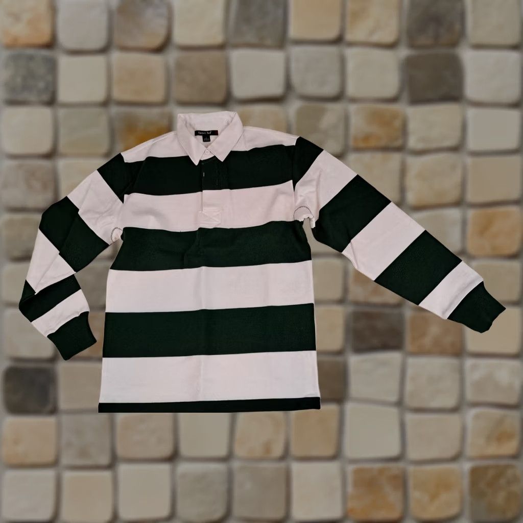 Vintage VINTAGE Sport-Tek Shirt S green&white Hidden Button Striped Rugby Size US S / EU 44-46 / 1 - 1 Thumbnail