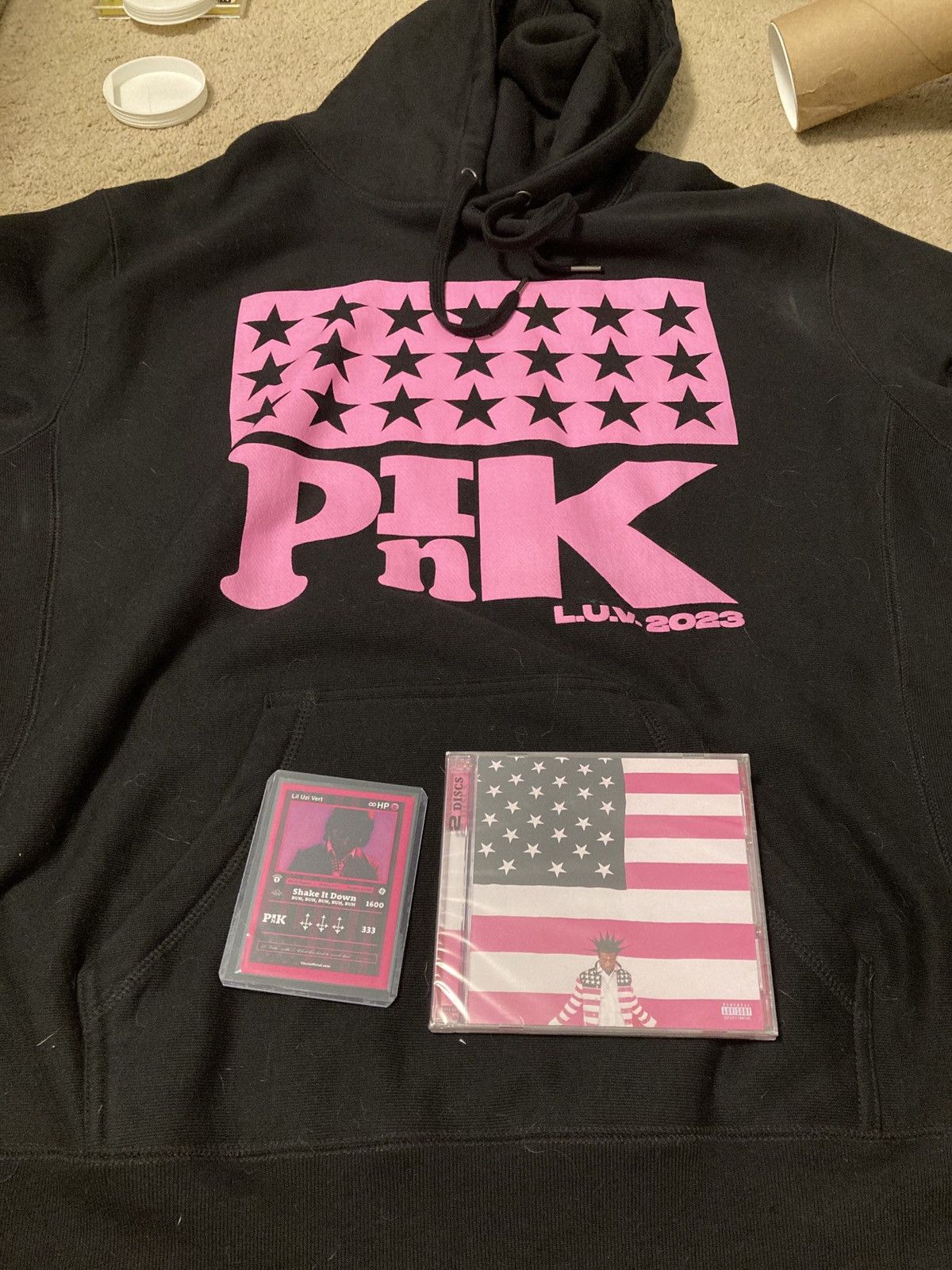 Lil Uzi Vert Pink Tape Hoodie Size US L / EU 52-54 / 3 - 1 Thumbnail