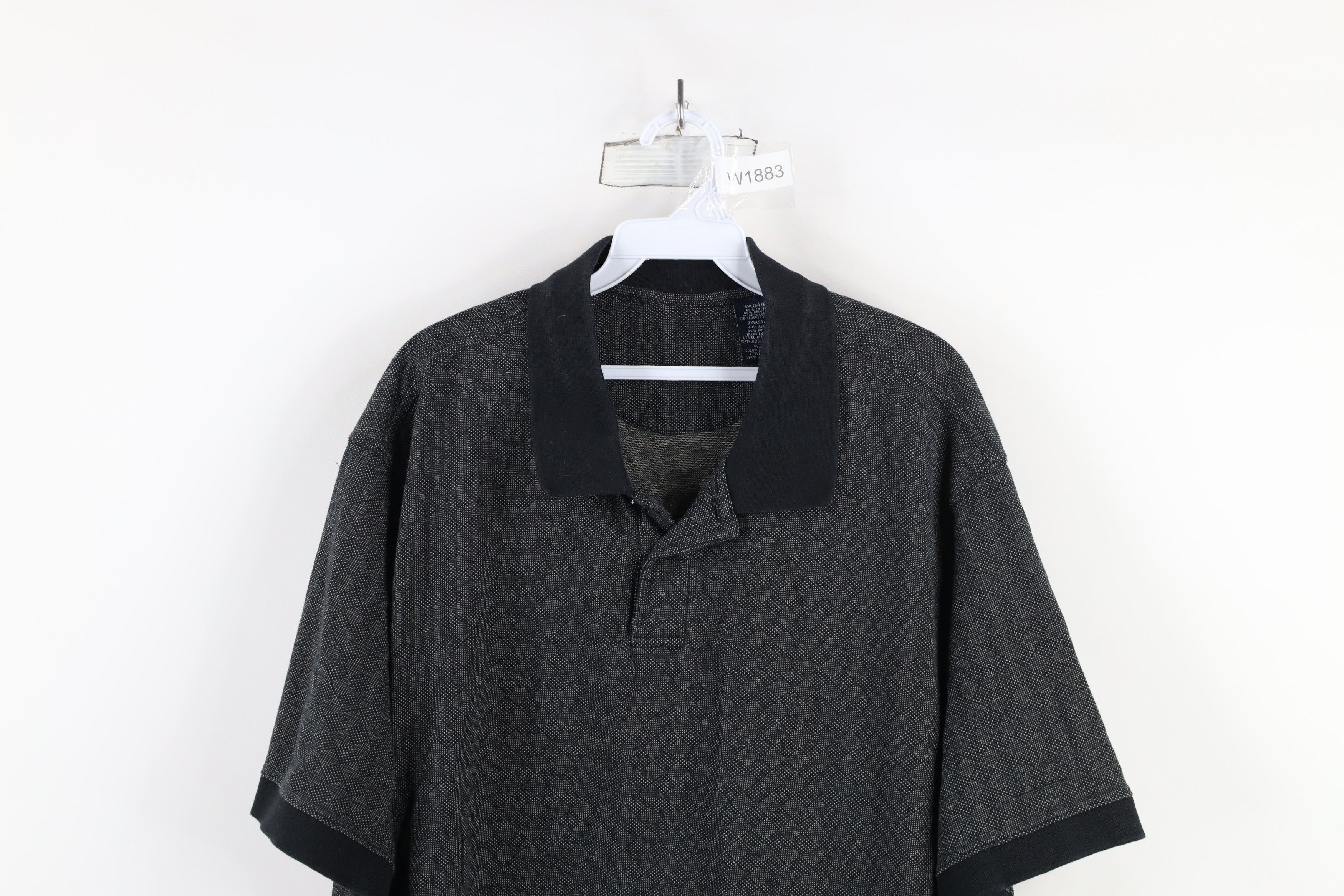 Vintage Vintage 90s Streetwear Diamond Short Sleeve Polo Shirt Black Size US XXL / EU 58 / 5 - 2 Thumbnail