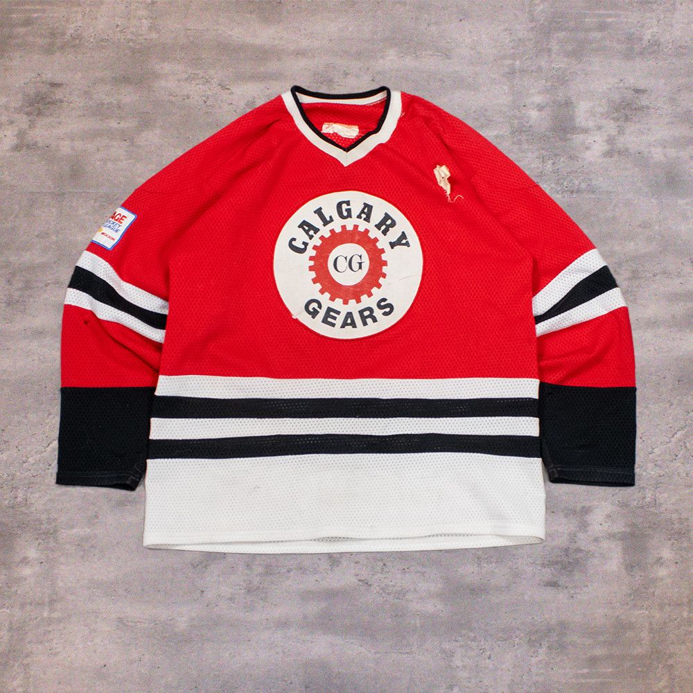 Vintage Vintage 1990's 90's Calgary Gear's Red Oversize Red Jersey Size US XL / EU 56 / 4 - 1 Thumbnail