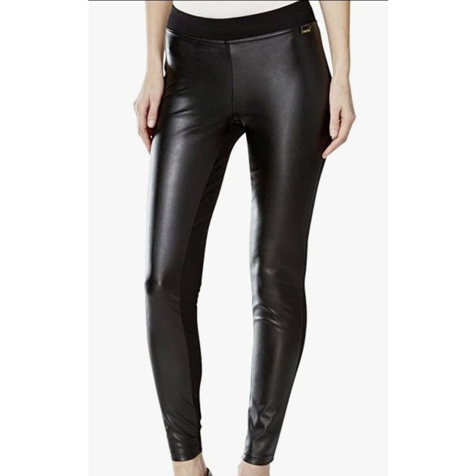 Calvin Klein Calvin Klein Ponte Knit Faux Leather Leggings - XS Size 28" / US 6 / IT 42 - 1 Thumbnail