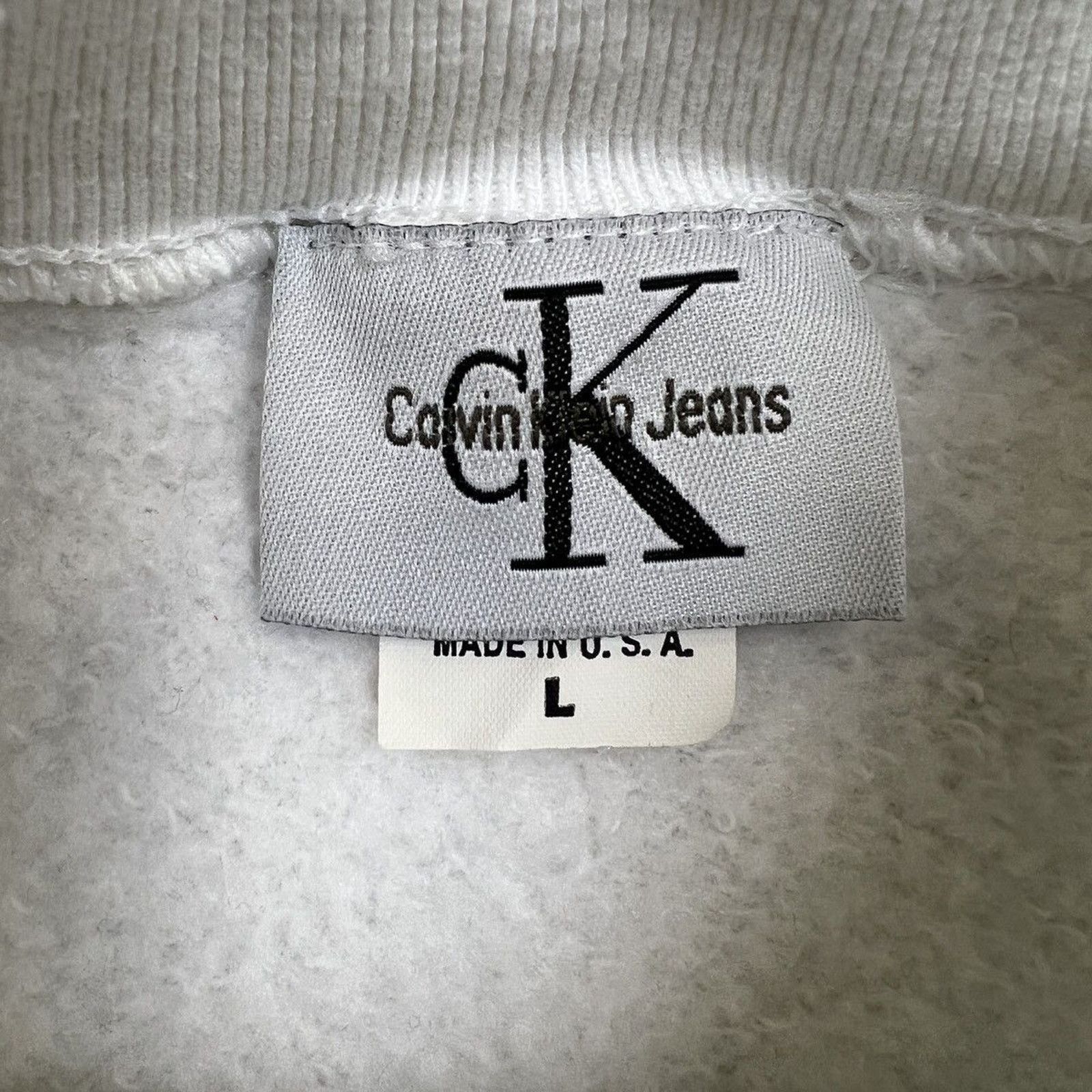 Calvin Klein × Vintage Vintage 90s Calvin Klein Sweatshirt Spell Out Pullover Crew Size US L / EU 52-54 / 3 - 5 Thumbnail