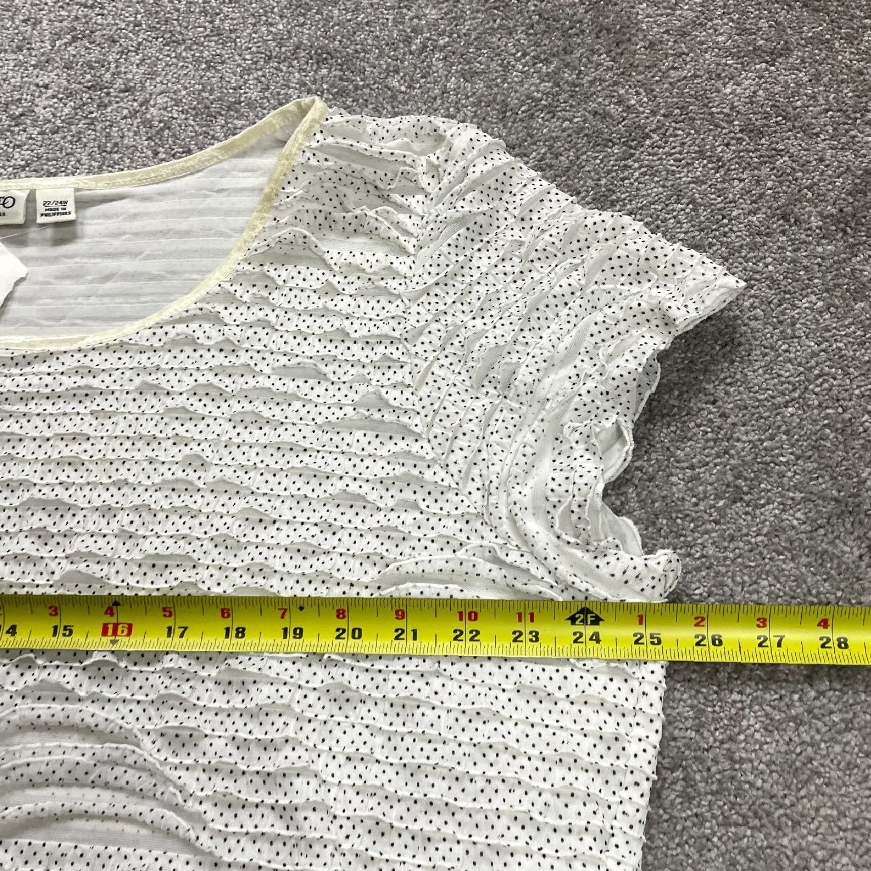 Vintage Cato Plus Sportswear Blouse Womens 22/24W White Polka Pleated Short Sleeve NWT Size 4XL / US 24-26 - 4 Thumbnail