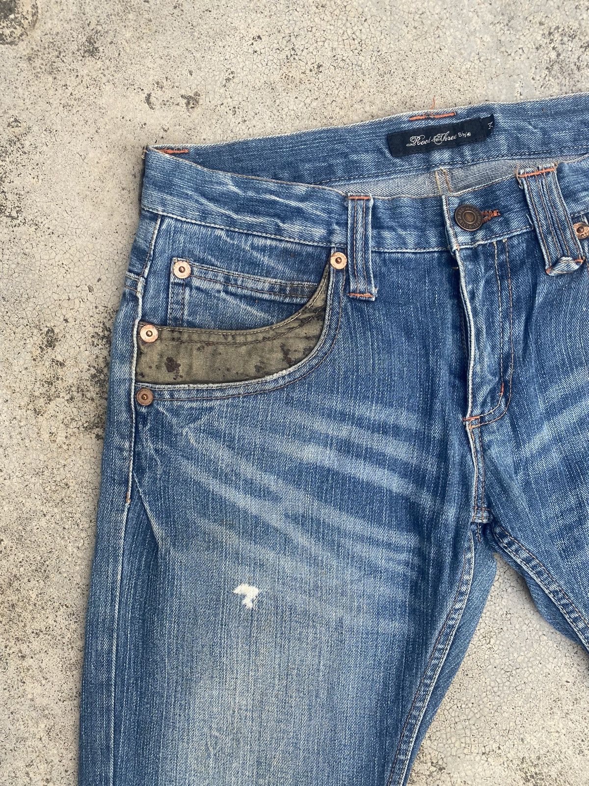Japanese Brand Flare Jeans Root Three Distressed Fade Bootcut Size US 30 / EU 46 - 8 Thumbnail