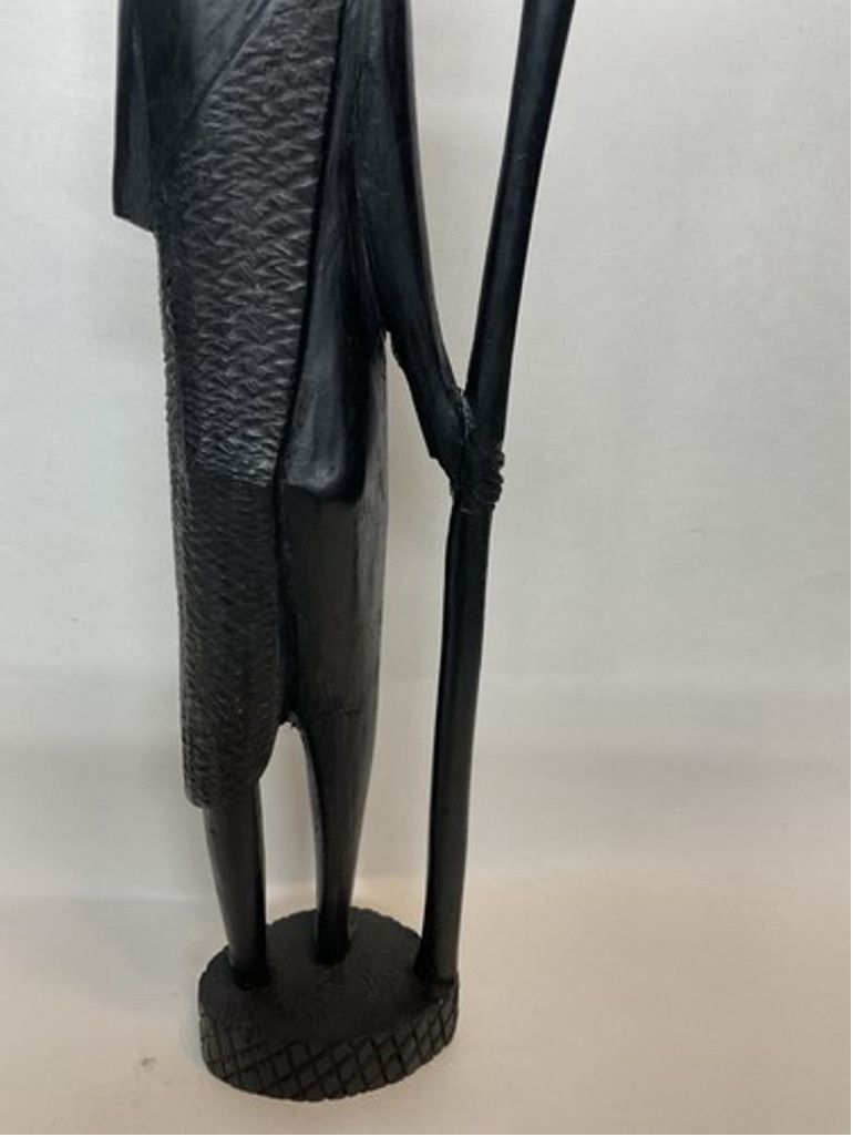 Other Hand Carved Wood Hunter Tribal Figure Kenyan Besmo 14.5” Size 26 - 8 Thumbnail