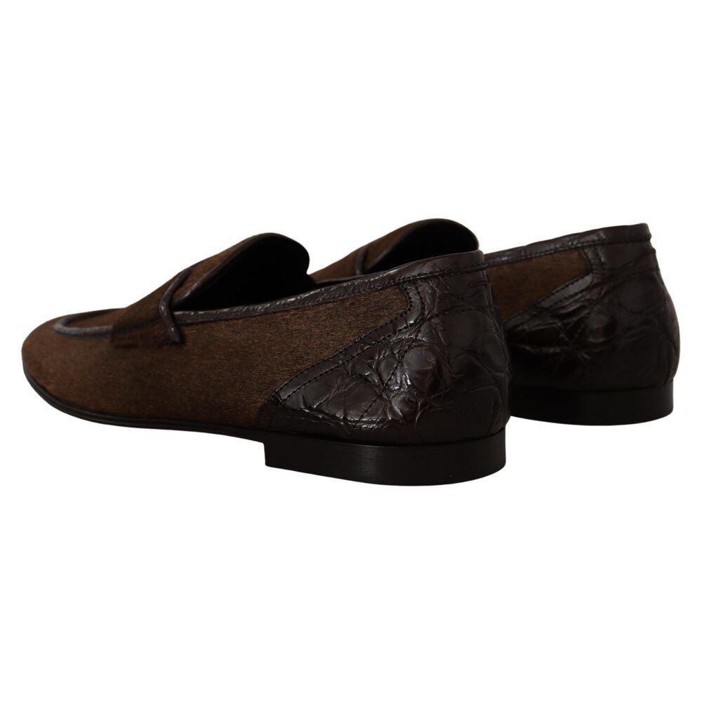 Dolce & Gabbana Dolce & Gabbana Elegant Brown Caiman Leather Loafers Size US 7 / EU 40 - 6 Thumbnail