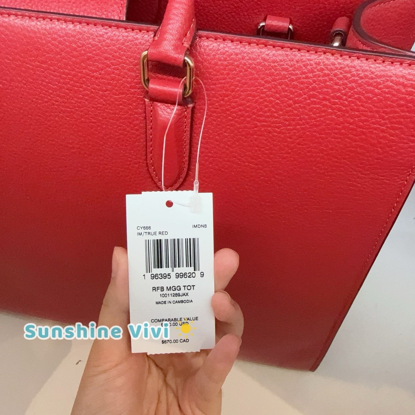 Coach NWT Bundle Coach Maggie Tote CY666 Red & Long Charm Chain Size ONE SIZE - 8 Thumbnail
