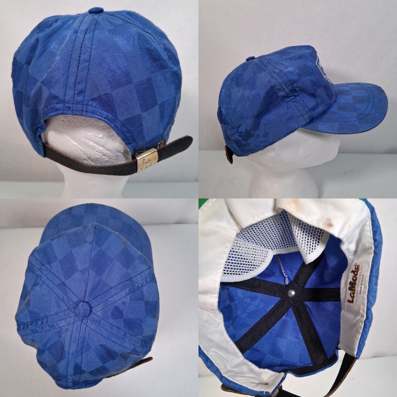 Vintage VINTAGE Beverly Hills Golf Club Cap Hat One Size Blue Checkered Nylon/Poly/Cotton Stain-Treated Adjustable Distressed Embroidered LaMode Men Hat Size ONE SIZE - 8 Thumbnail