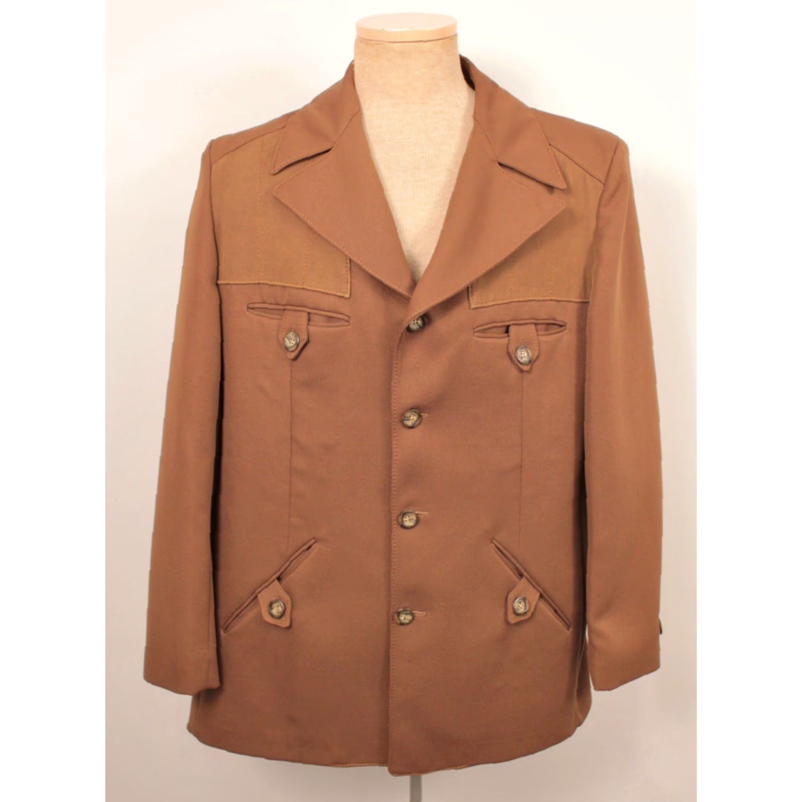 Vintage VINTAGE Darwood Leisure Suit Shirt 70s Brown Mens L 1970s Disco Polyester Size 42R - 3 Thumbnail