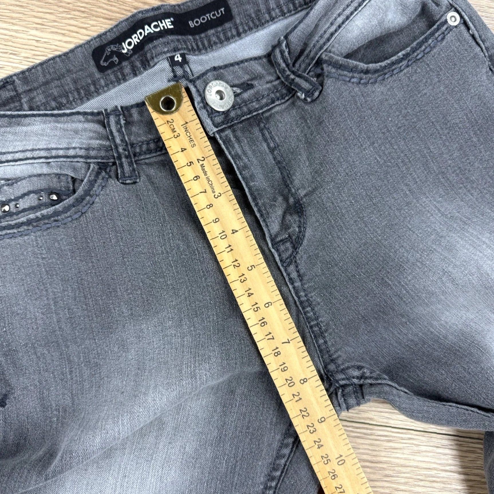 Jordache Jordache Jeans Womens 4 Grey Distressed Bootcut Denim Low Rise 31in Inseam Women Boys Girls Size 27" / US 4 / IT 40 - 6 Thumbnail