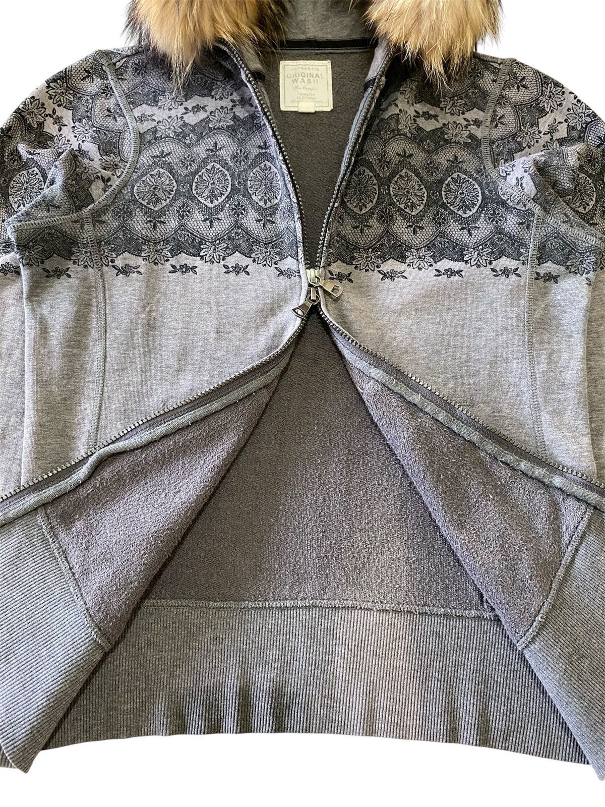 Japanese Brand Fur Luxury Hood Zip Hoodie Grey Tribal Pattern Y2K Jacket Size M / US 6-8 / IT 42-44 - 7 Thumbnail