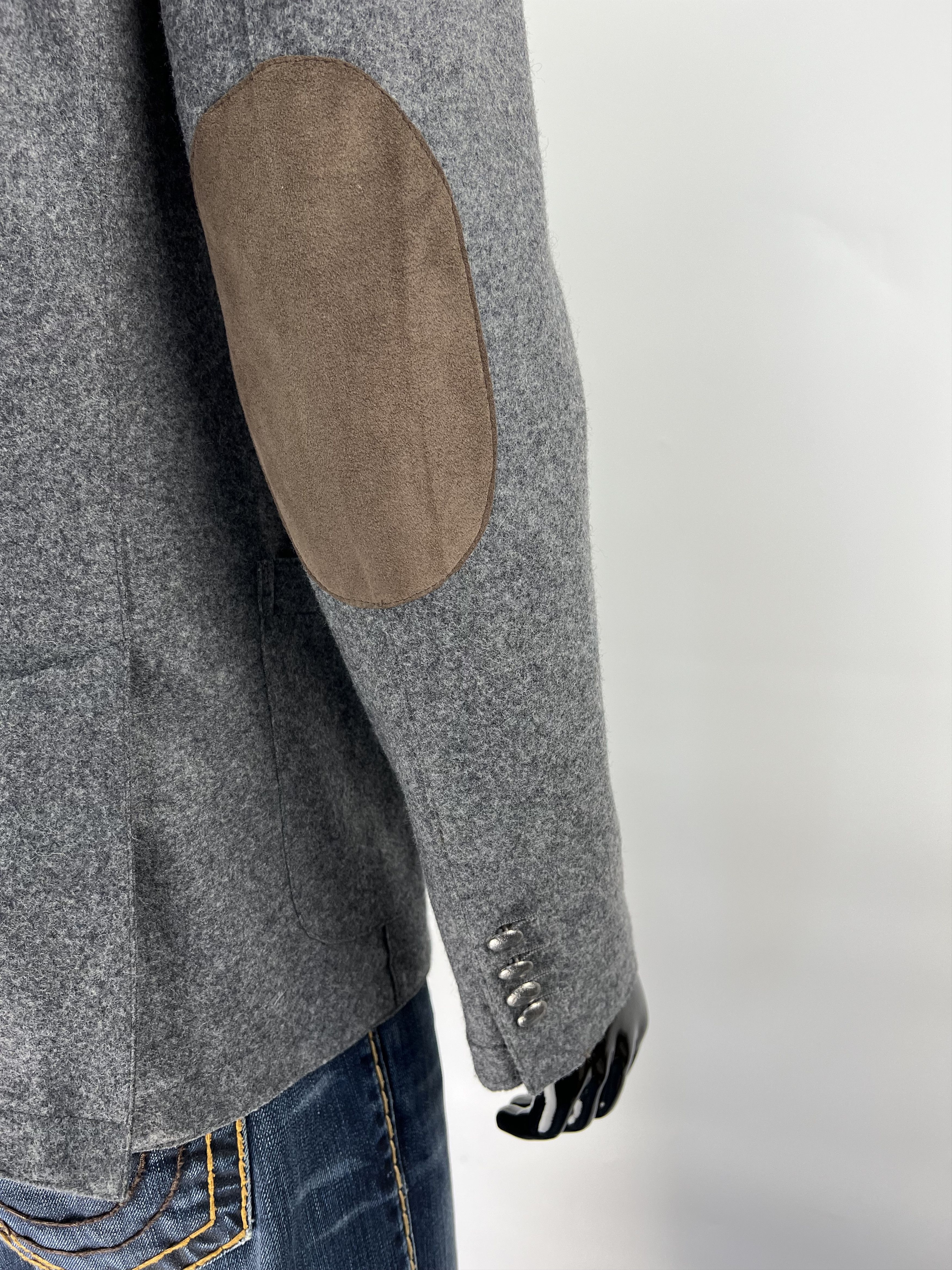Eleventy Eleventy Men's Gray Wool Blazer Size 52 M/L Suede Details Size 52R - 4 Thumbnail