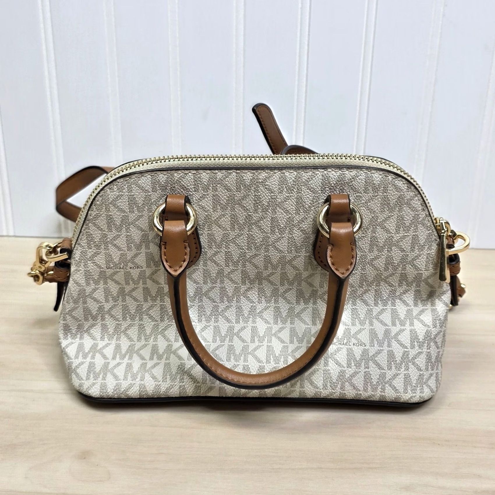 Michael Kors Michael Kors Satchel Crossbody Bag Womens Small Signature Logo Acorn Vanilla Size ONE SIZE - 6 Thumbnail