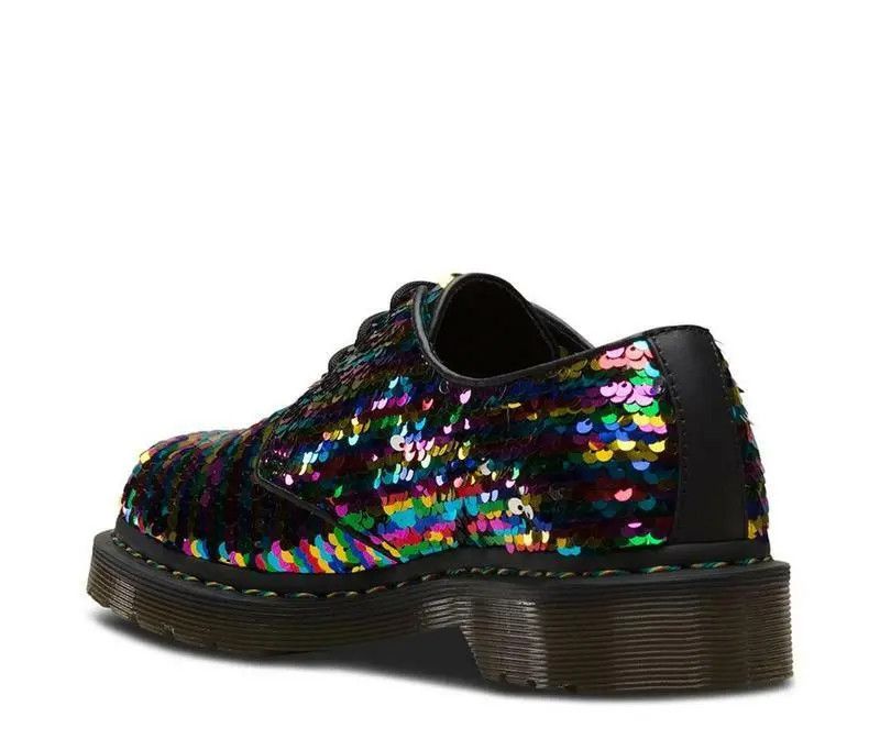 Dr. Martens 🌈 Dr Martens 1461 3 Loch Sequin Rainbow Silver Size US 7 / IT 37 - 3 Thumbnail