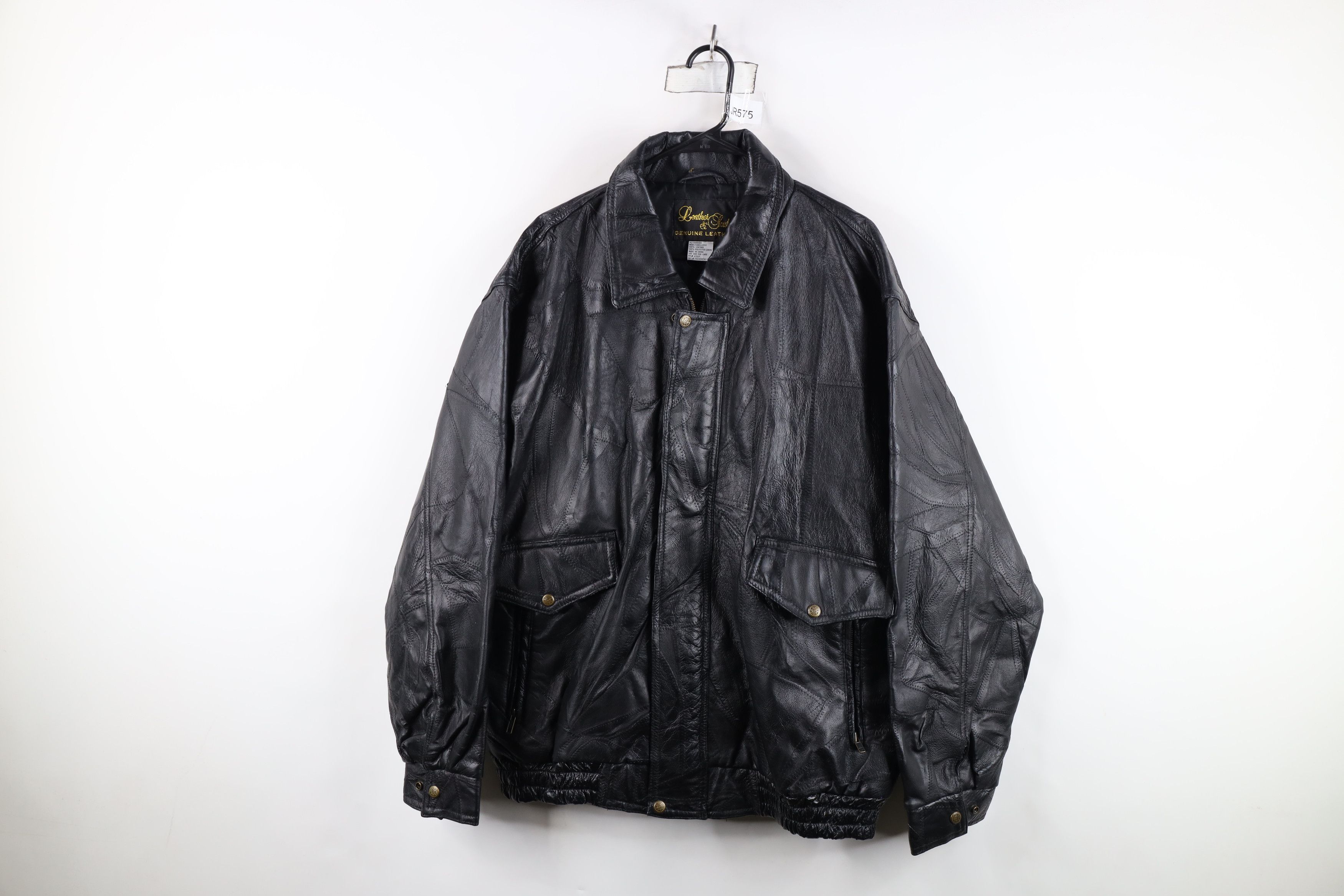 Vintage Vintage 90s Streetwear Patchwork Leather Bomber Jacket Black Size US XL / EU 56 / 4 - 1 Thumbnail