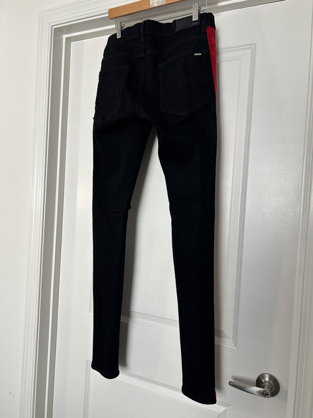 Amiri AMIRI Track Stripe red suede Jeans black mx1 Size US 34 / EU 50 - 3 Thumbnail
