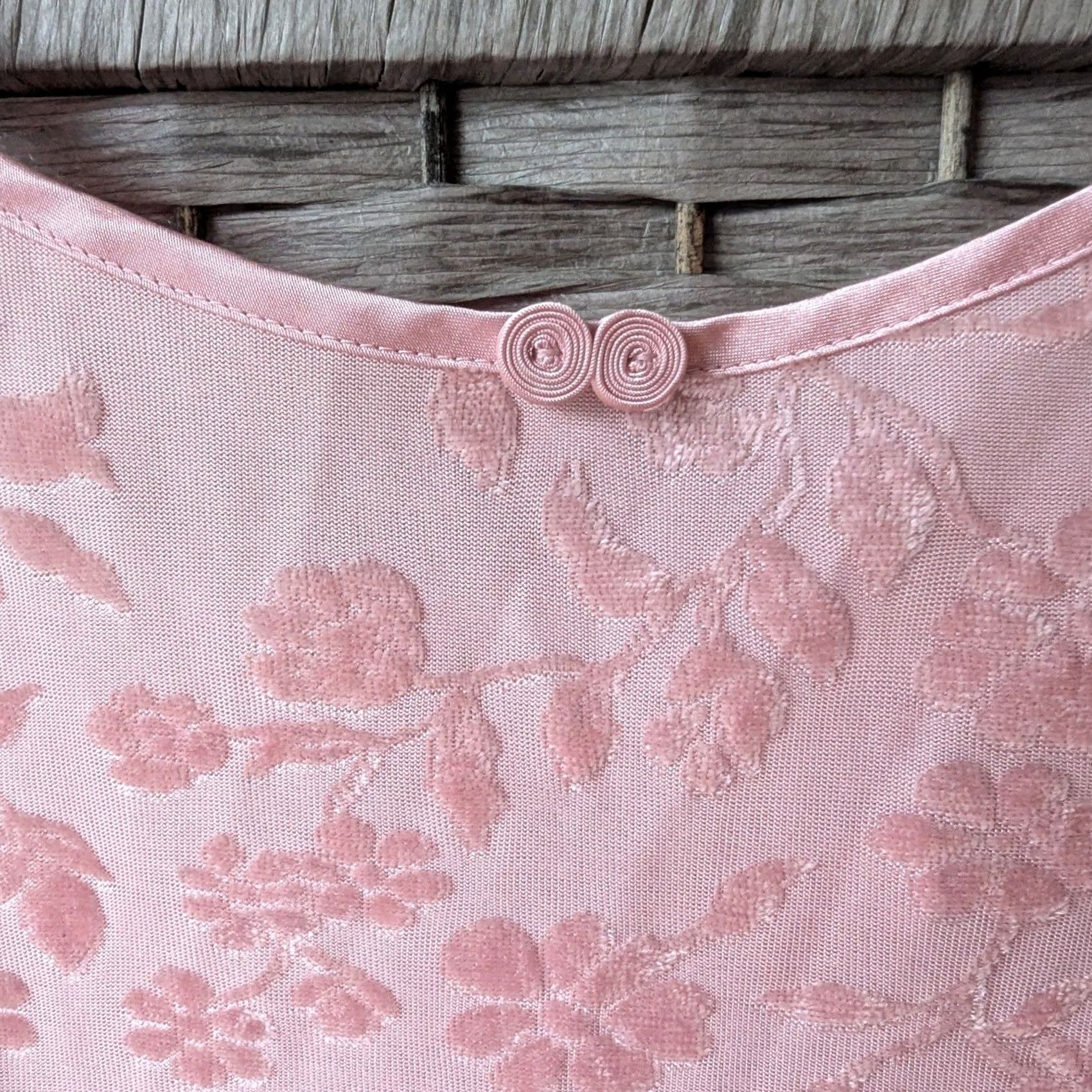 Vintage Light Pink Floral Burnout Mini Slip Dress Sz L Spaghetti Strap Tunic Sleeveless Womens Size L / US 10 / IT 46 - 2 Thumbnail
