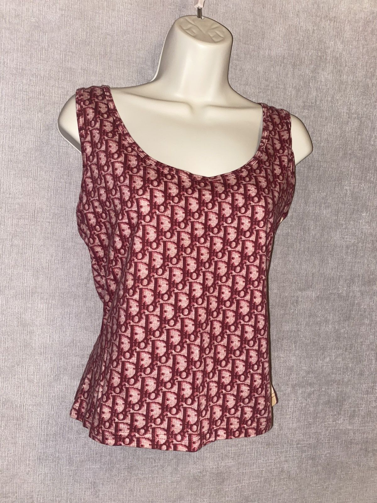 Dior × Vintage Christian Dior RED Oblique monogram Tank top Size L / US 10 / IT 46 - 2 Thumbnail