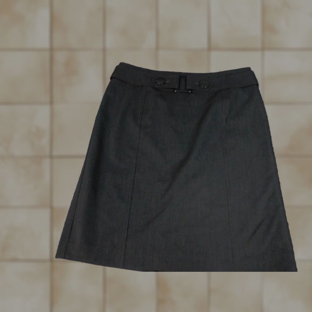 Apt. 9 Apt 9 Skirt Womens Knee Length A-Line Zip Gray 10 Regular Knit Polyester Ruffle Lined Mid Rise Modern Casual Size 32" / US 10 / IT 46 - 1 Thumbnail