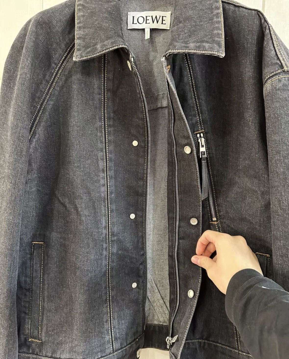 Loewe LOEWE Black-gray geometric denim jacket Size US M / EU 48-50 / 2 - 6 Thumbnail