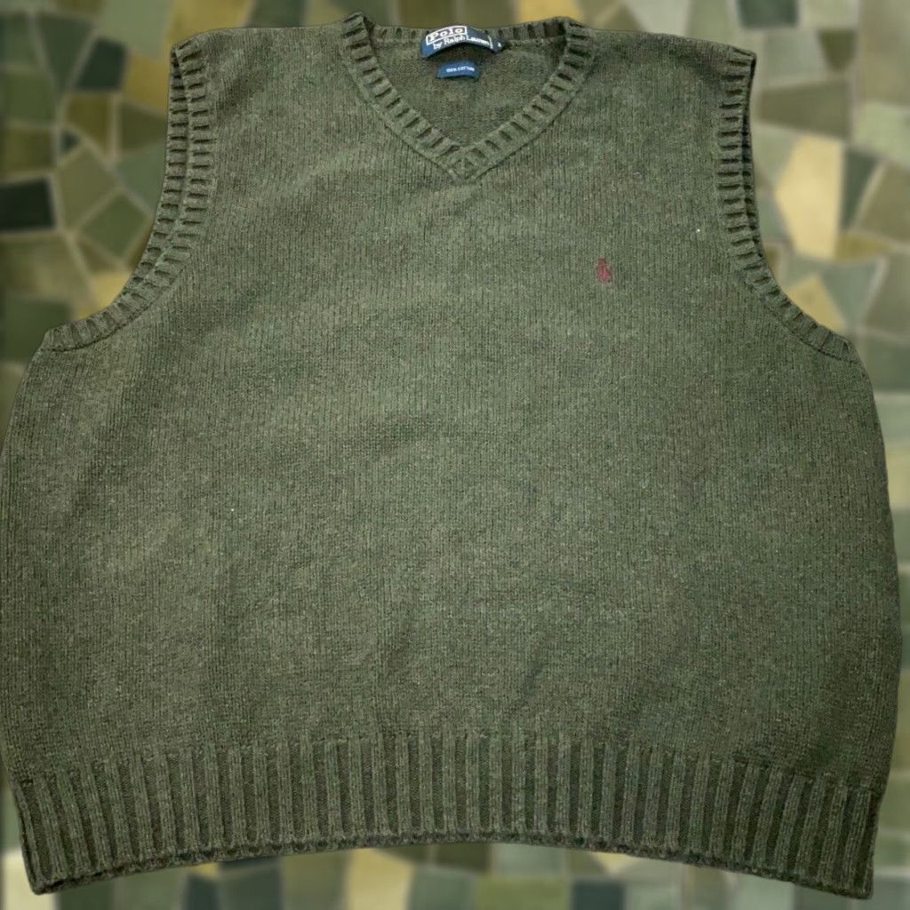 Ralph Lauren VTG Ralph Lauren Polo Sleeveless Sweater Mens XL Green Polo Ralph Lauren Sleeveless V-Neck 90s Polo Ralph Lauren 90s Mens XL Green Sweater Vest VTG Size US XL / EU 56 / 4 - 1 Thumbnail