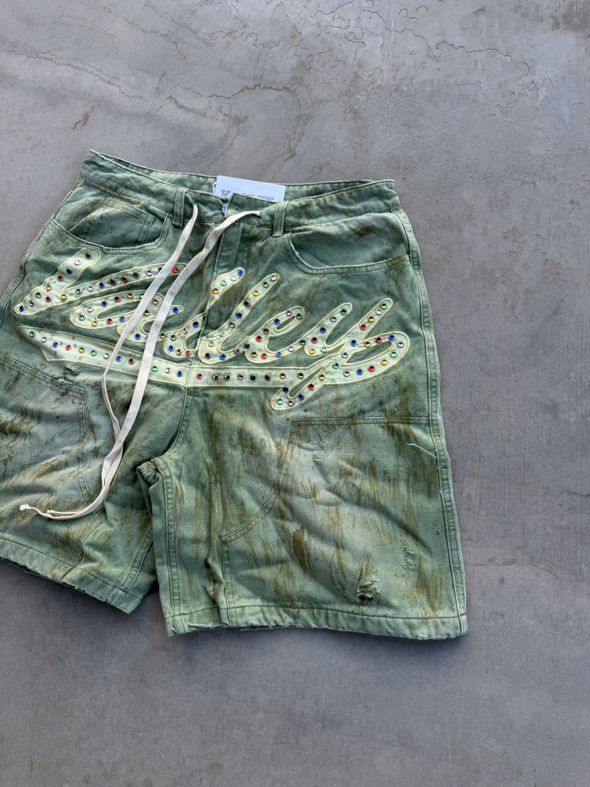 Vale Vale Forever Green Skittle Jorts – Rhinestone 30 New Size US 30 / EU 46 - 2 Thumbnail