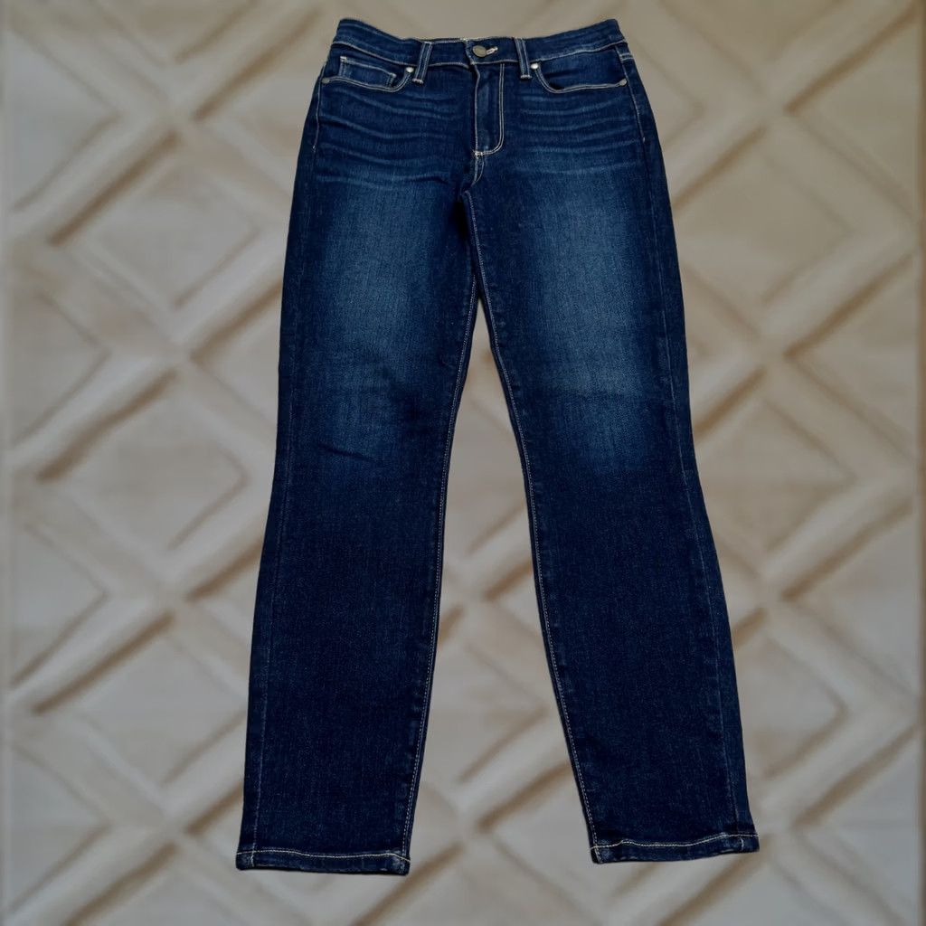 Paige Paige Hoxton Crop High Rise Skinny Jeans Womens 27 Blue Dark Wash Denim Stretch Size 27" / US 4 / IT 40 - 1 Thumbnail