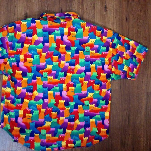 Other Vintage 80s Caribou New York Cat Kitten Rainbow Button Shirt Size L / US 10 / IT 46 - 5 Thumbnail