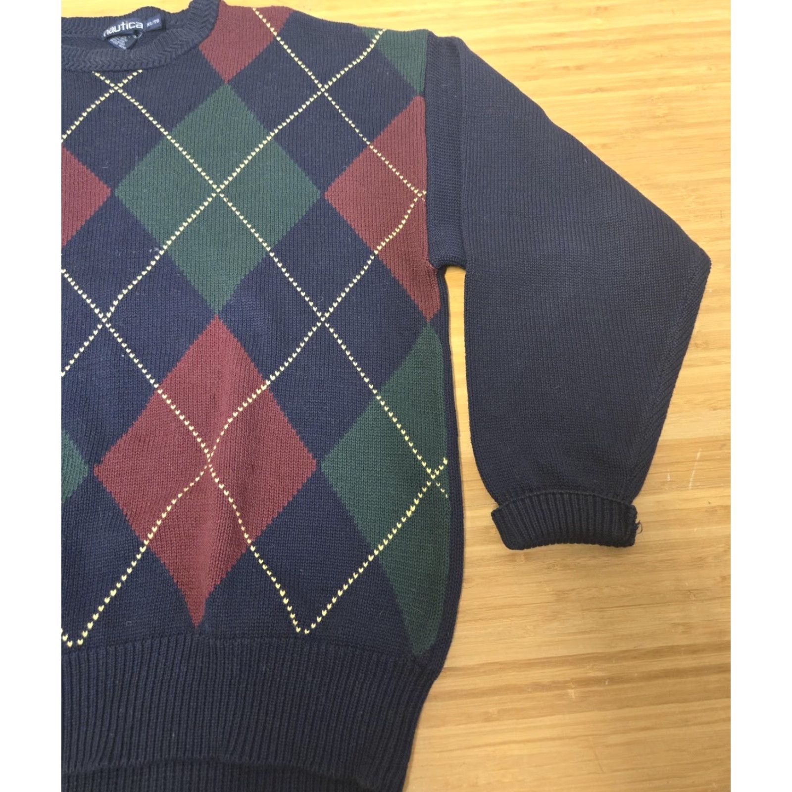 Nautica VINTAGE Nautica Sweater Mens XL Navy Argyle Crewneck Knit Cotton Preppy 90s Size US XL / EU 56 / 4 - 2 Thumbnail