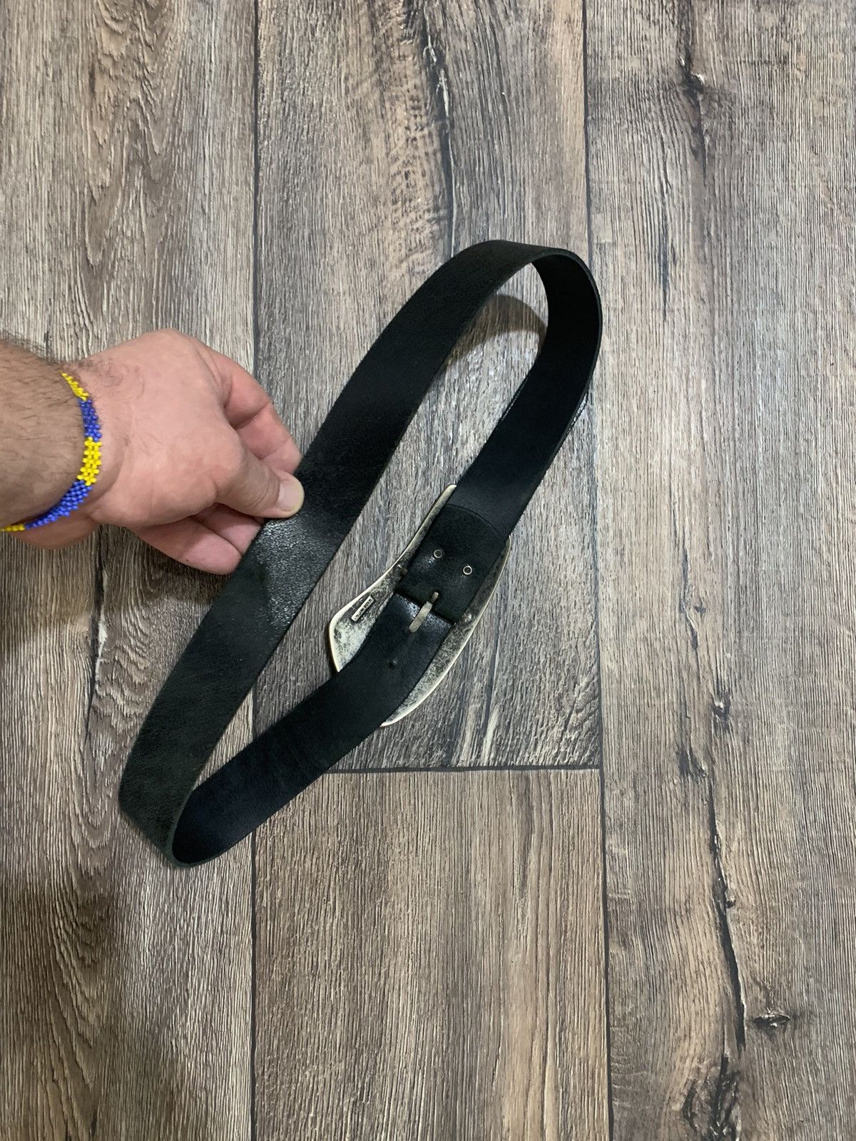 Diesel × Vintage Vintage AvantGarde Black Leather Belt Y2k Diesel Style Italy Size ONE SIZE - 3 Thumbnail