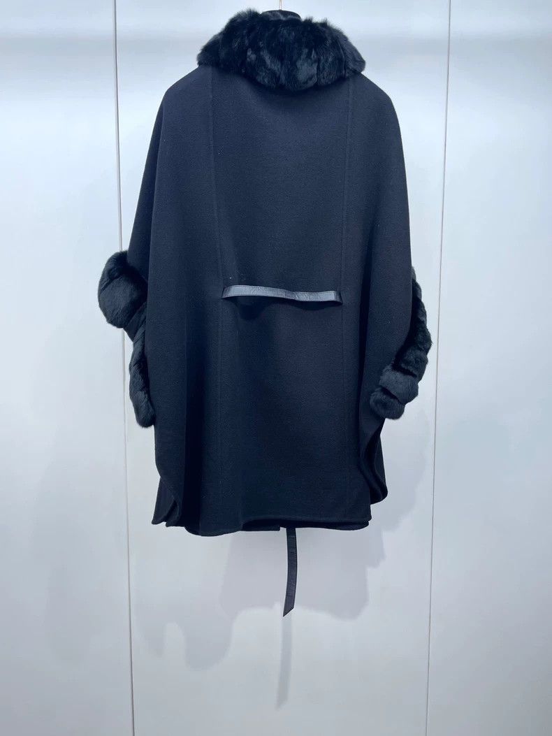Loro Piana LORO PIANA Black cheetah cat + cashmere cloak coat Size M / US 6-8 / IT 42-44 - 3 Thumbnail