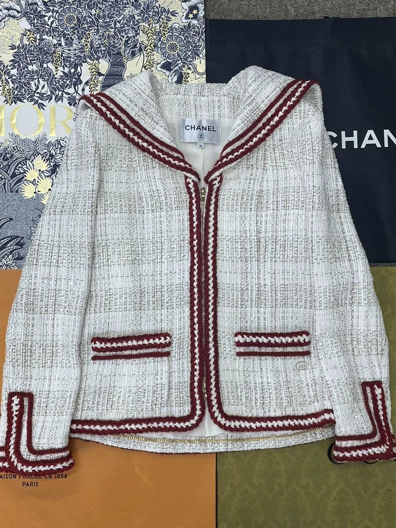 Chanel chanel Cruise series white braided navy collar red rolled- Size XS / US 0-2 / IT 36-38 - 1 Thumbnail