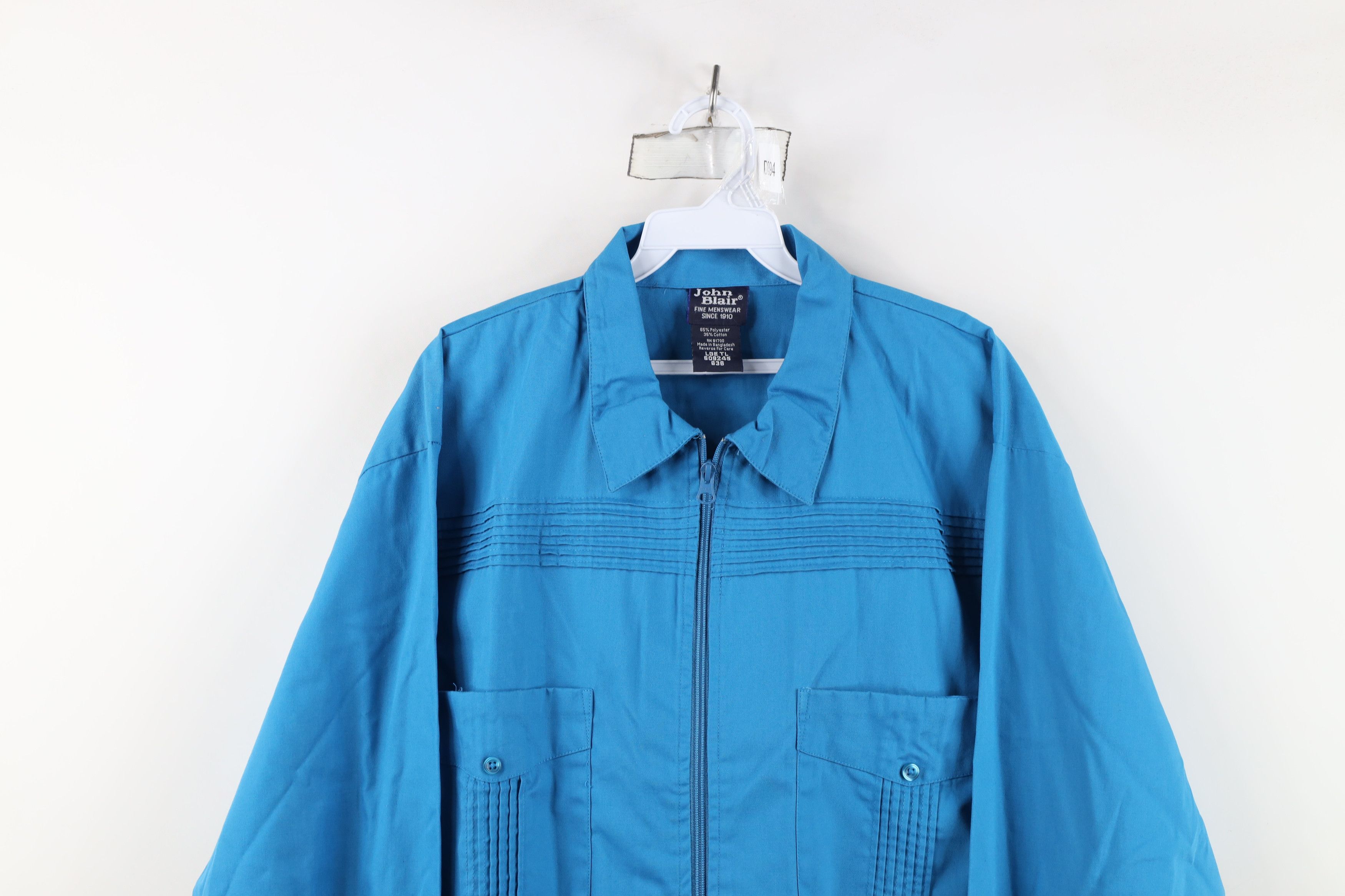 Vintage Vintage 90s Streetwear Full Zip Collared Shirt Jacket Blue Size US L / EU 52-54 / 3 - 2 Thumbnail