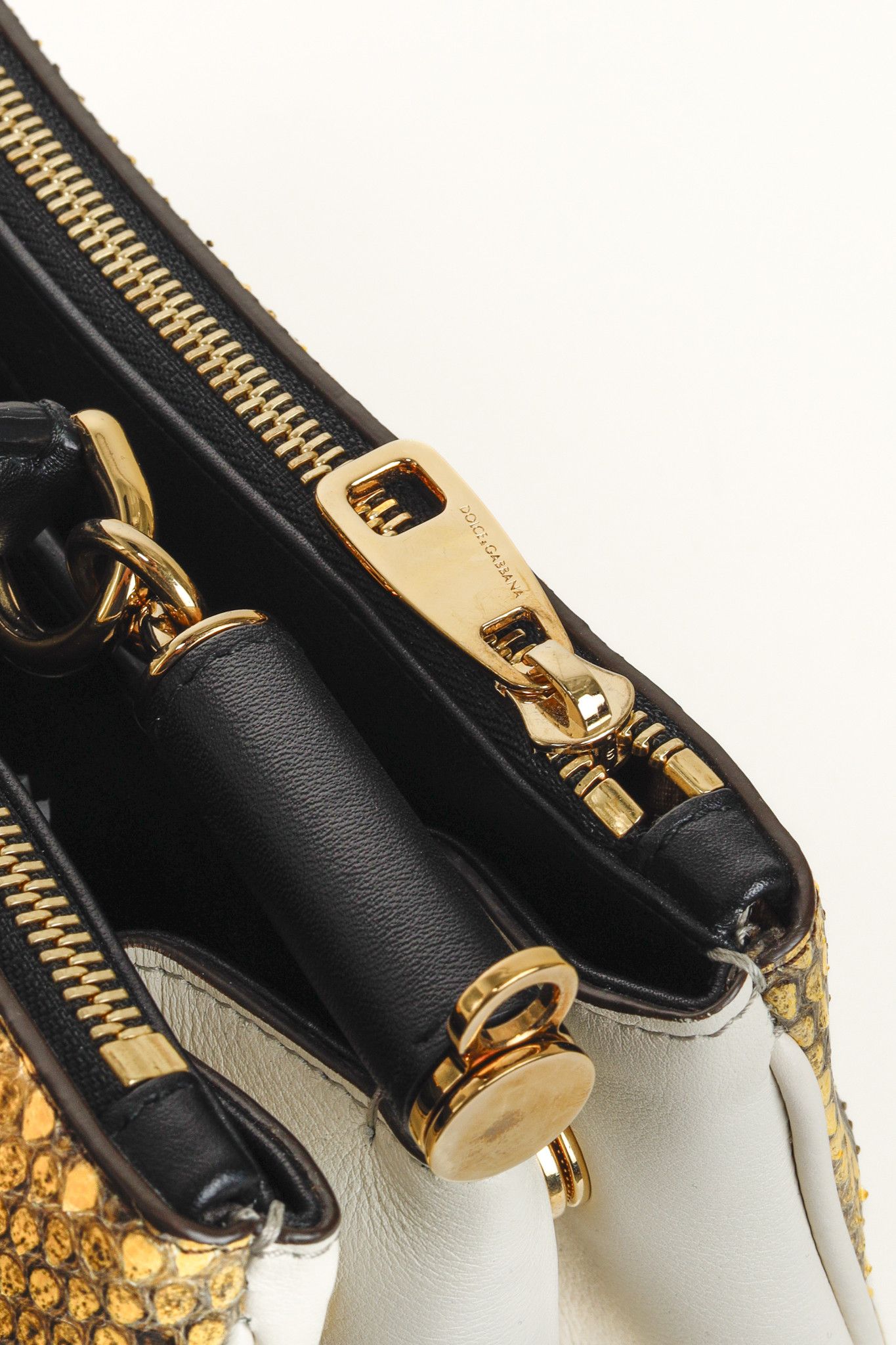 Dolce & Gabbana Dolce & Gabbana Yellow Python Cream Leather Miss Sicily Tote Size ONE SIZE - 15 Thumbnail
