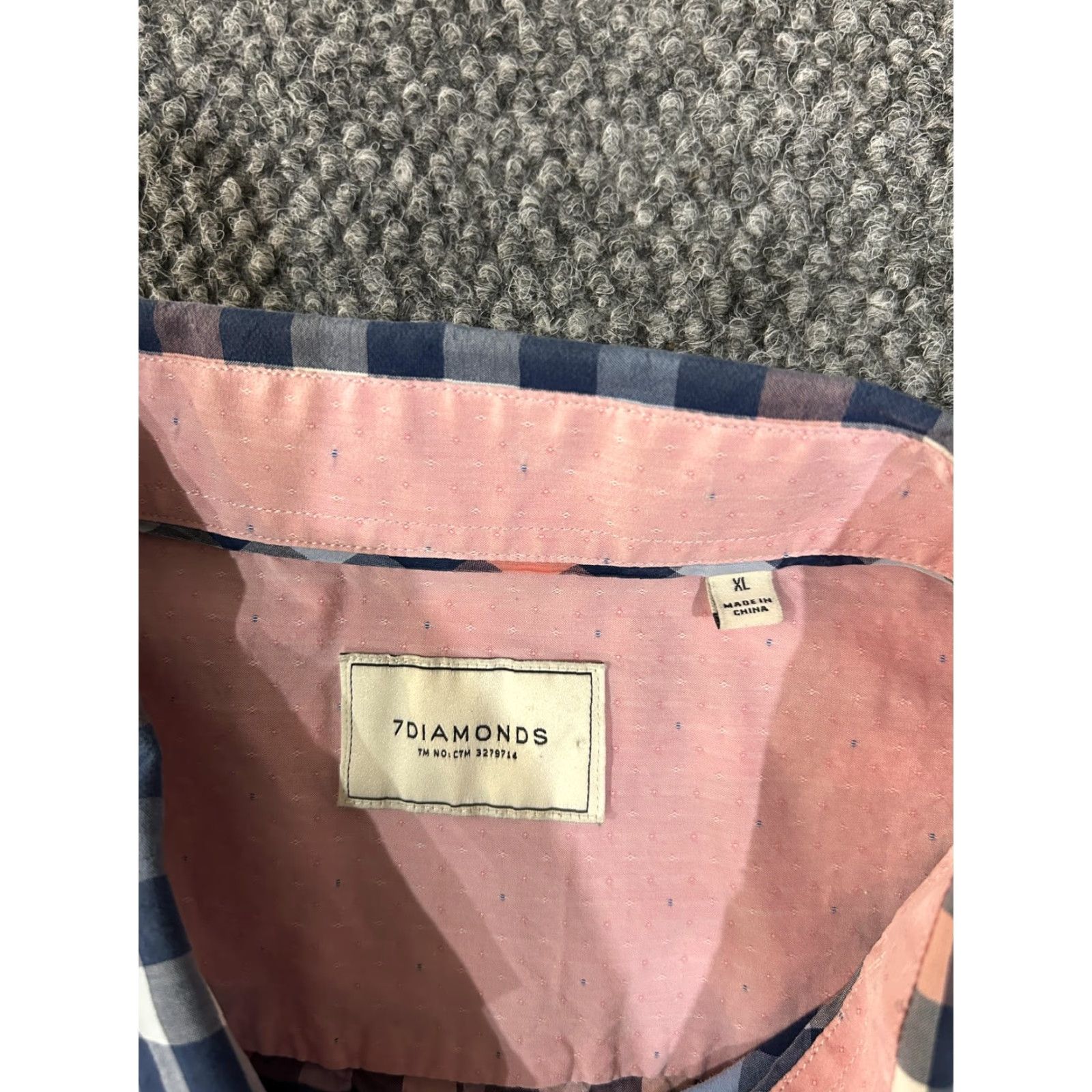 Vintage 7 Diamonds Shirt Mens XL Blue Pink Check Short Sleeve Button Front Cotton Casual Size US XL / EU 56 / 4 - 2 Thumbnail