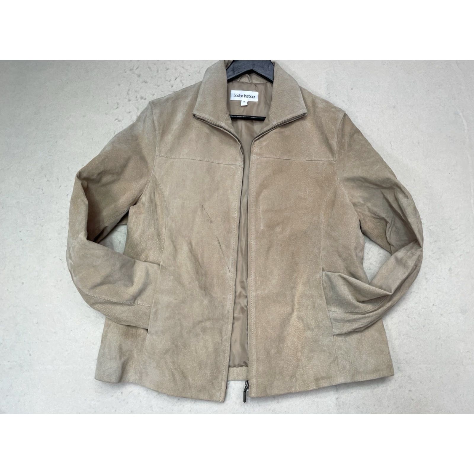 Vintage Boston Harbour Beige Suede Genuine Leather Zip Jacket Mens Size XL Size US XL / EU 56 / 4 - 6 Thumbnail