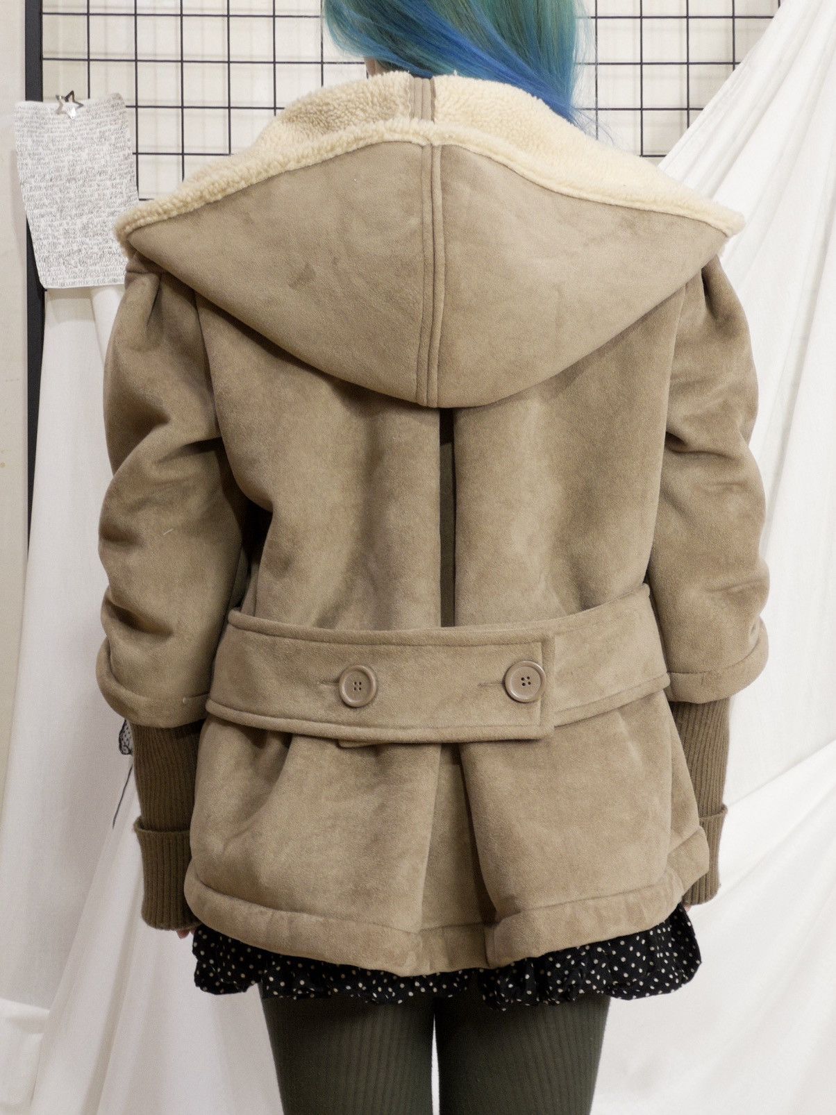 Vintage Faux shearling hooded coat in beige mori kei softcore Size M / US 6-8 / IT 42-44 - 6 Thumbnail