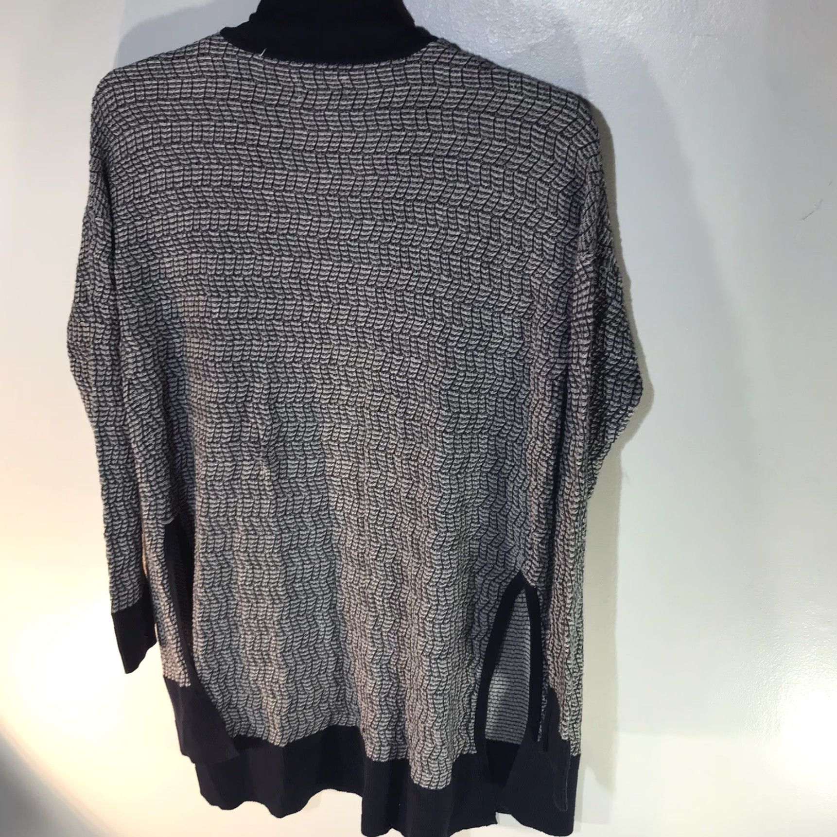 Lou & Grey Lou & Grey Geometric Open Front Knit Cardigan Womens Size M Navy/White Lightweight Breathable Size M / US 6-8 / IT 42-44 - 4 Thumbnail